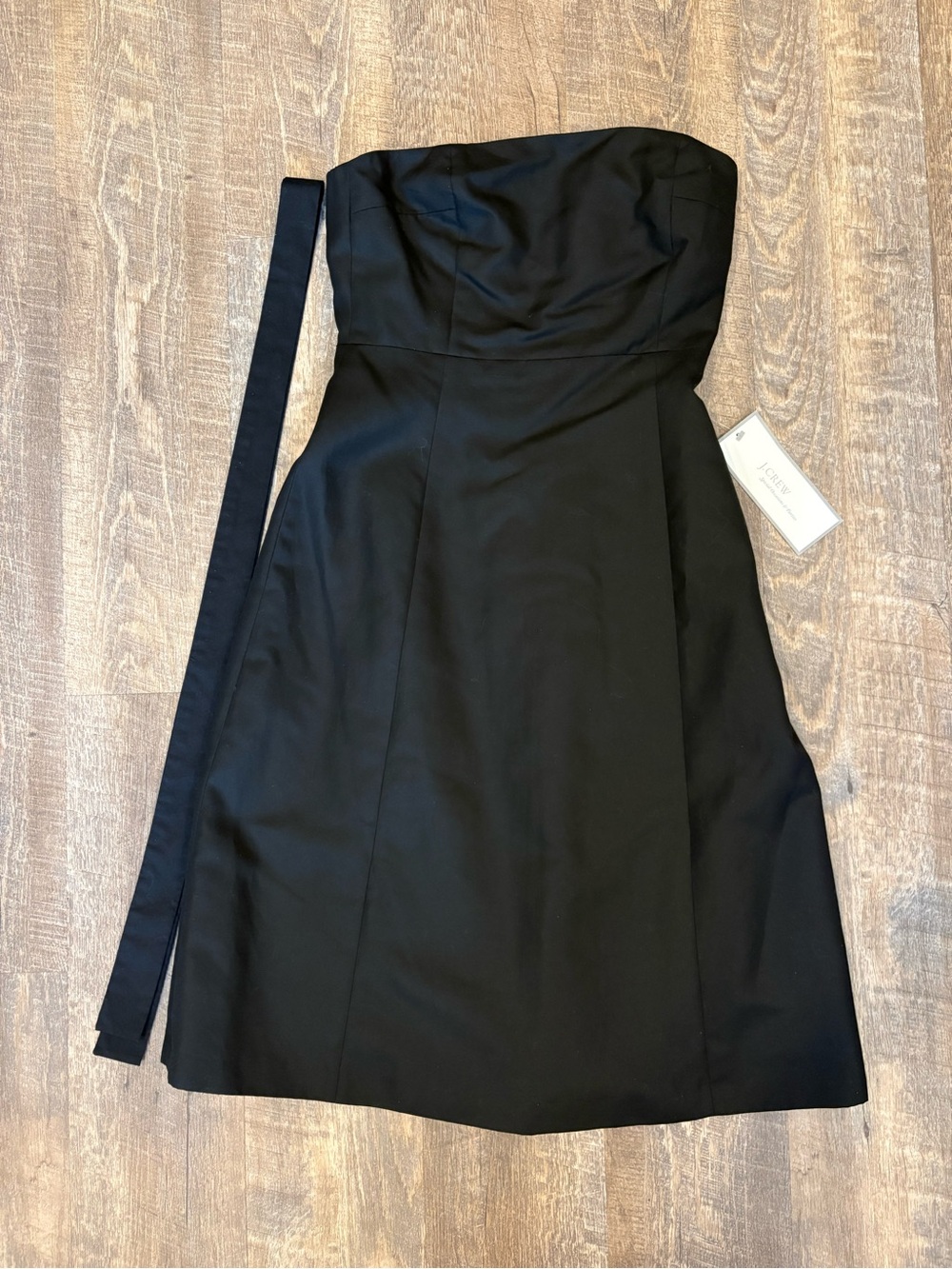 NWT J. Crew Strapless Black Cocktail Dress with Sash
